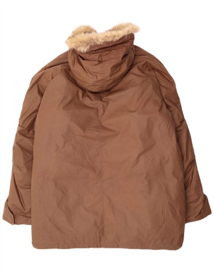 DIESEL Mens Hooded Padded Coat UK 44 2XL Brown Polyester