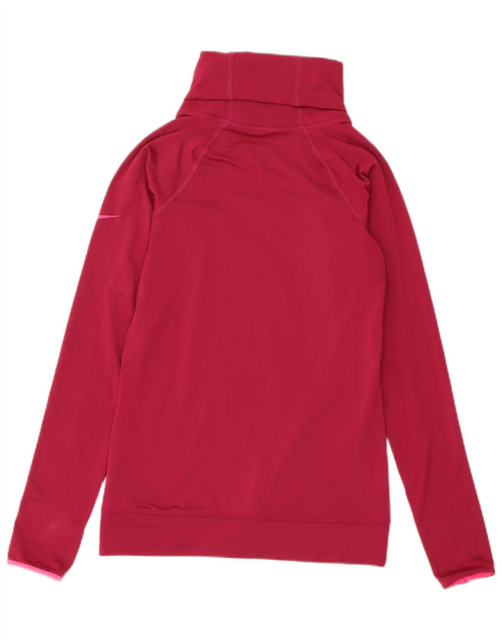 NIKE Womens Dri Fit Roll Neck Sweatshirt Jumper UK 8 Small Pink Polyester