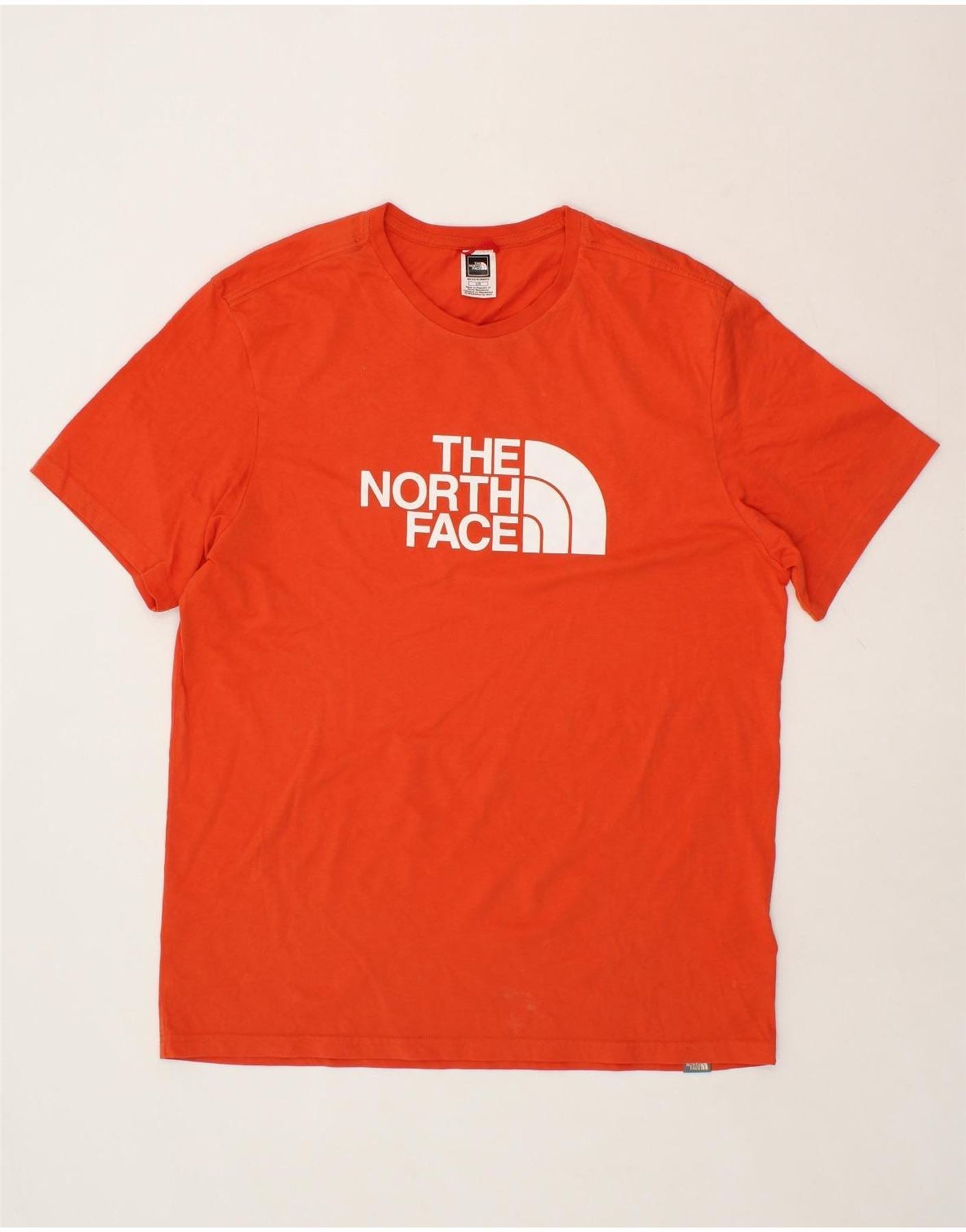 THE NORTH FACE Mens Graphic T Shirt Top Large Orange Cotton