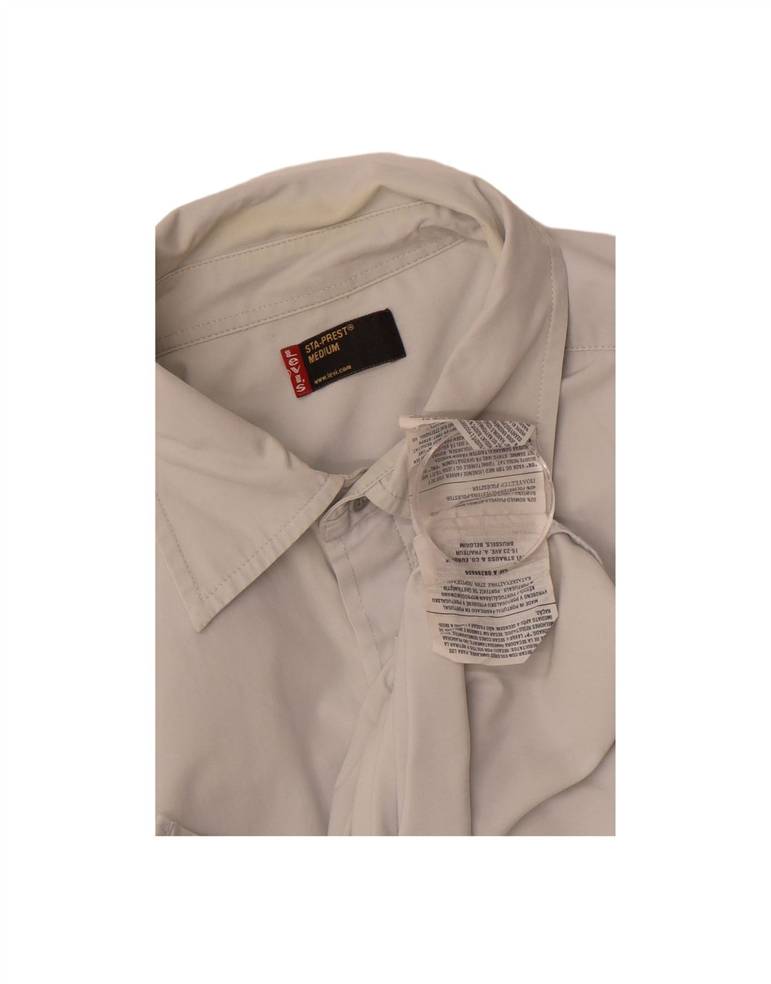LEVI'S Mens Sta-Prest Shirt Medium Grey Cotton