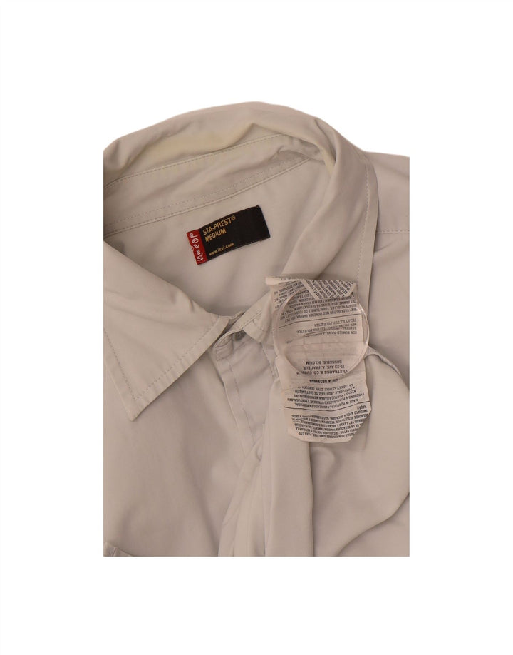 LEVI'S Mens Sta-Prest Shirt Medium Grey Cotton
