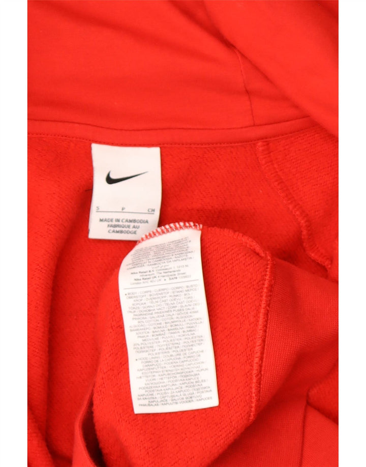 NIKE Mens Graphic Zip Hoodie Sweater Small Red Cotton