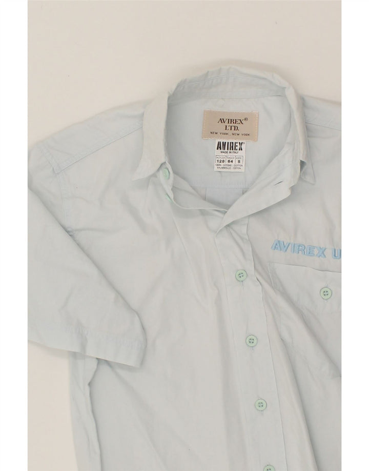 AVIREX Boys Graphic Short Sleeve Shirt 7-8 Years Blue Cotton Vintage Avirex and Second-Hand Avirex from Messina Hembry 