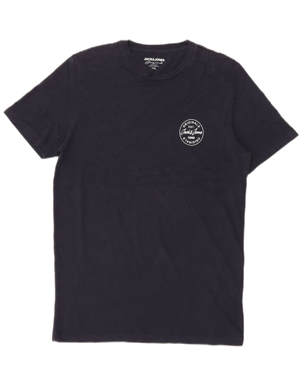 Jack & Jones Mens T-Shirt Top Large Navy Blue Cotton