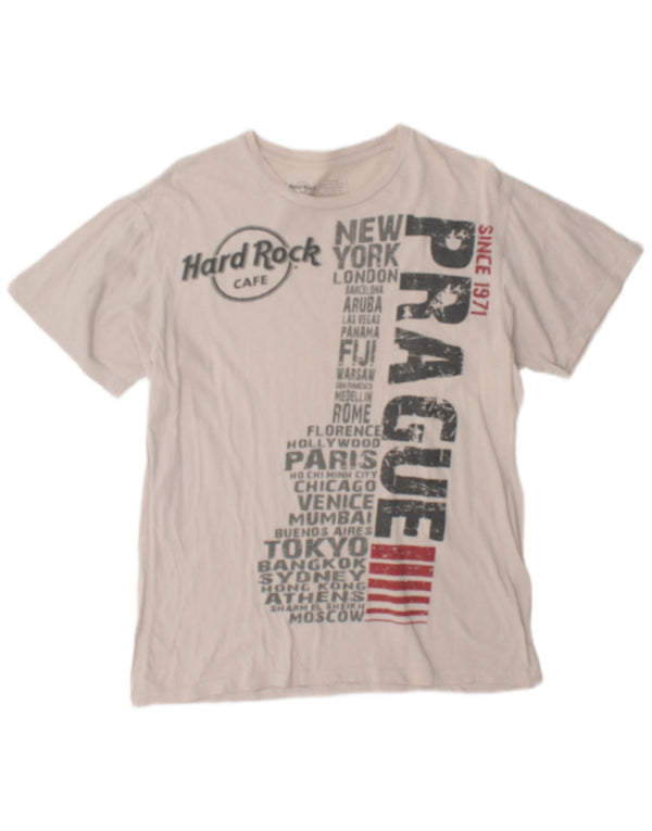 Hard Rock Cafe Mens Prague Graphic T-Shirt Top Medium White Cotton