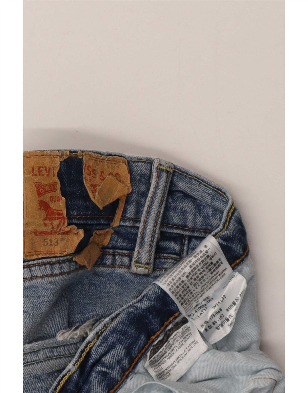 Levi's Mens 513 Slim Straight Jeans W34 L32 Blue Cotton
