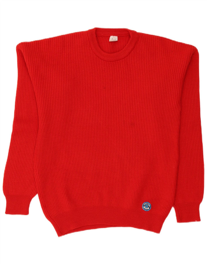 Vintage Mens Crew Neck Jumper Sweater IT 52 Large Red Wool