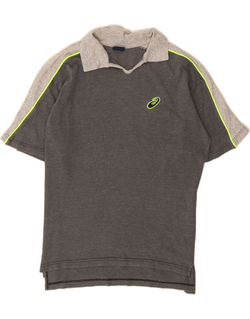 ASICS Mens Polo Shirt Large Grey Colourblock Cotton Vintage Asics and Second-Hand Asics from Messina Hembry 