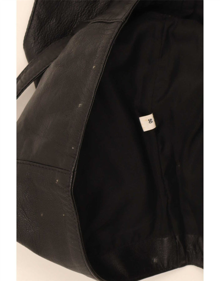 Vintage Mens Leather Waistcoat IT 50 Medium Black