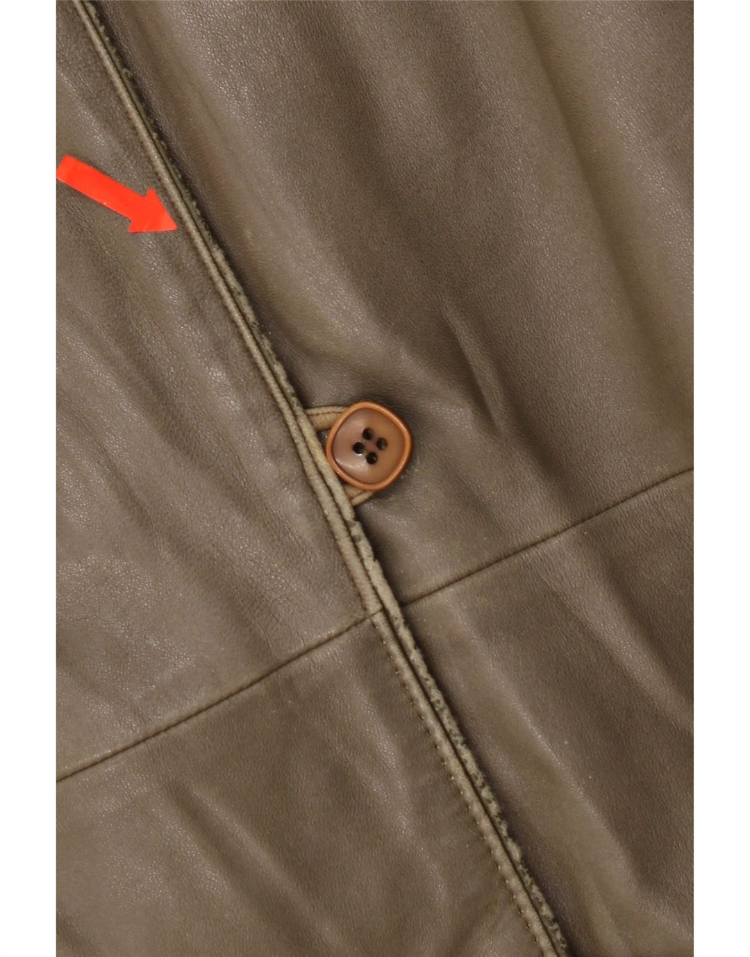 Vintage Womens Leather Jacket IT 44 Medium Khaki Leather