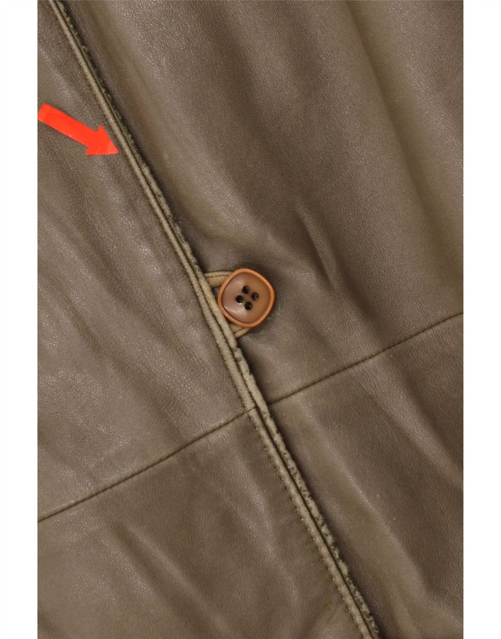 Vintage Womens Leather Jacket IT 44 Medium Khaki Leather