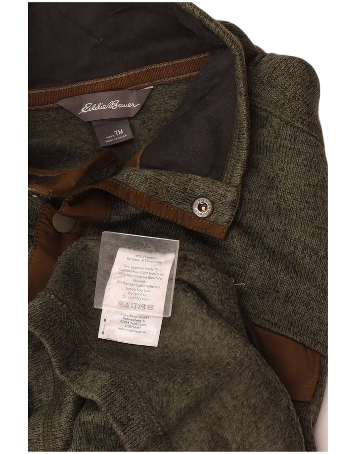 Eddie Bauer Mens Tall Button Neck Sweatshirt Jumper Medium Khaki Flecked