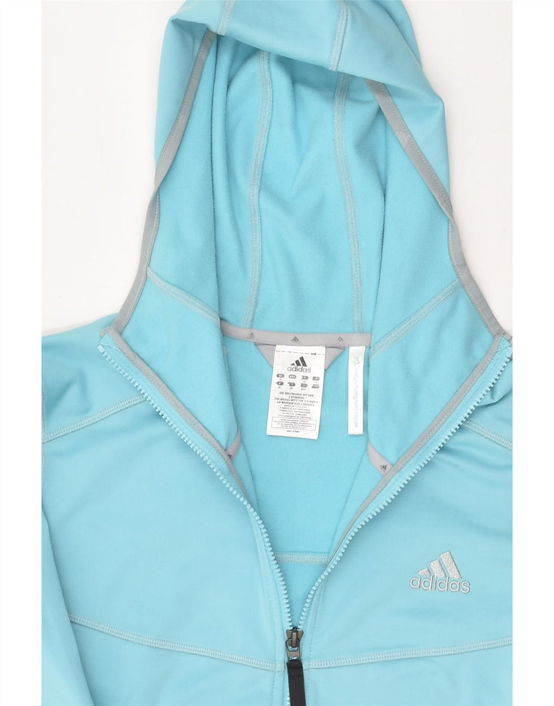 ADIDAS Womens Zip Hoodie Sweater UK 16 Large Blue Polyester | Vintage Adidas | Thrift | Second-Hand Adidas | Used Clothing | Messina Hembry 