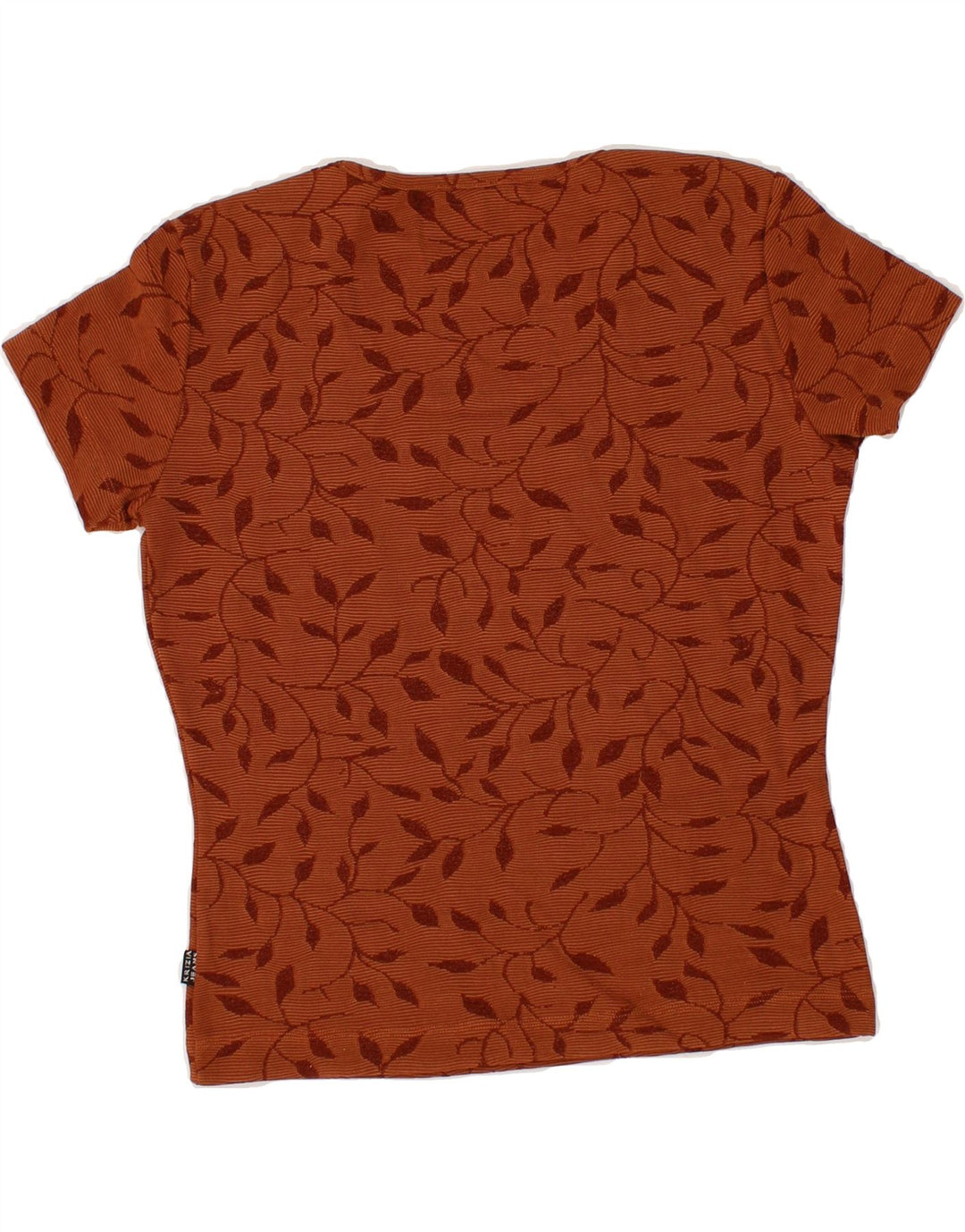 KRIZIA JEANS Womens Abstract Pattern Crop T-Shirt Top UK 14 Large Brown Vintage Krizia Jeans and Second-Hand Krizia Jeans from Messina Hembry 