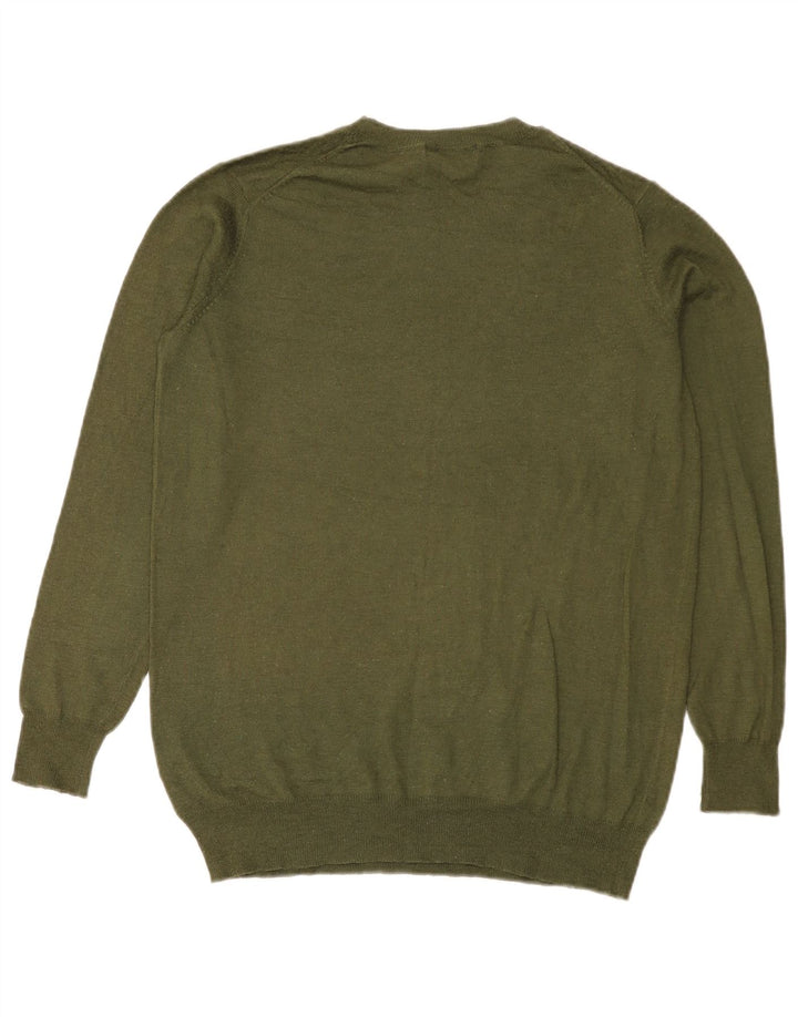 Zara Womens Crew Neck Jumper Sweater UK 14 Medium Khaki Polyester
