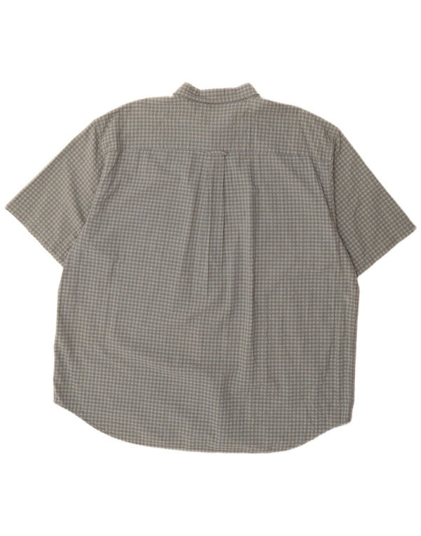 Eddie Bauer Mens Short Sleeve Shirt 2XL Grey Gingham Cotton