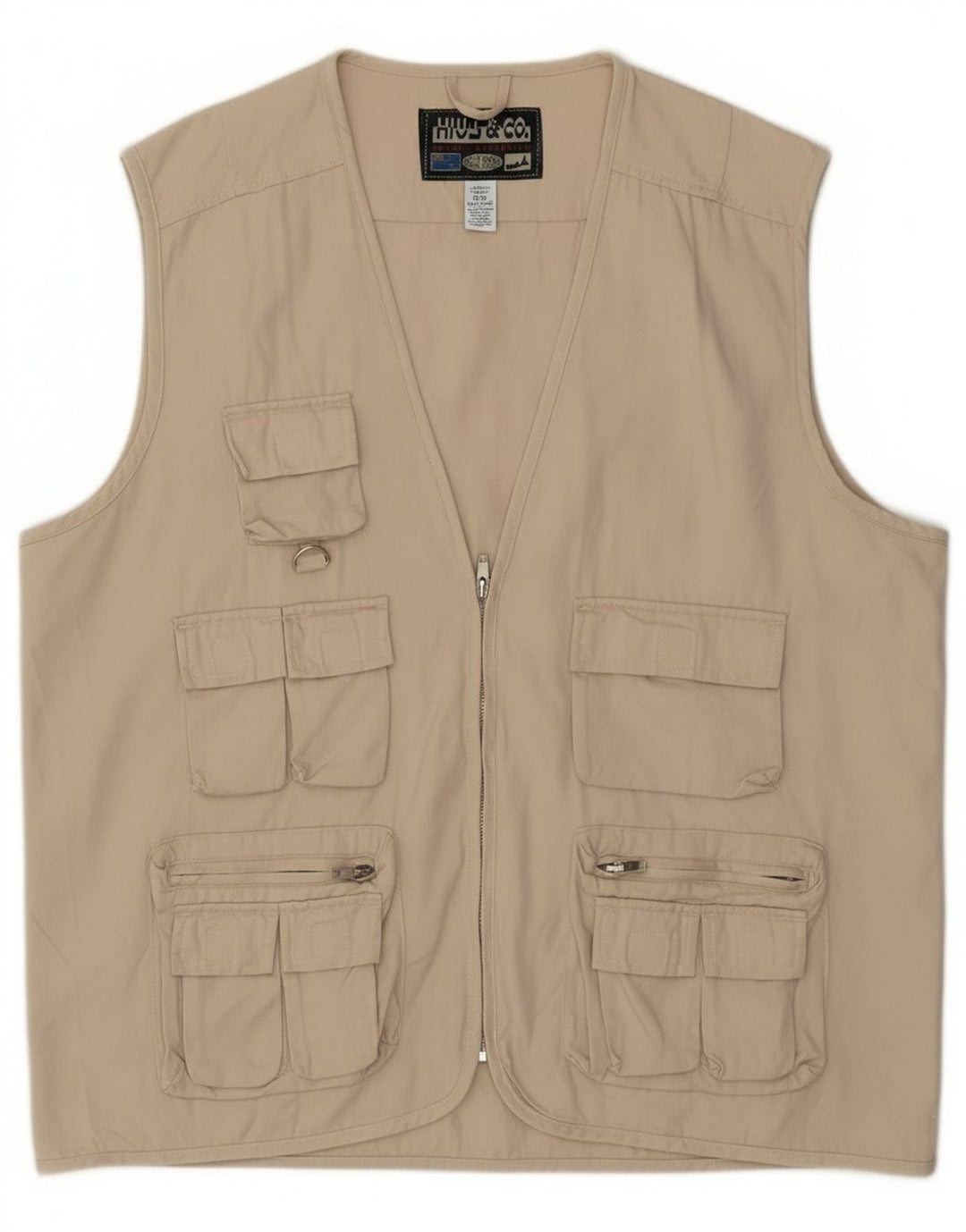 Vintage Mens Utility Gilet UK 42 XL Beige Cotton