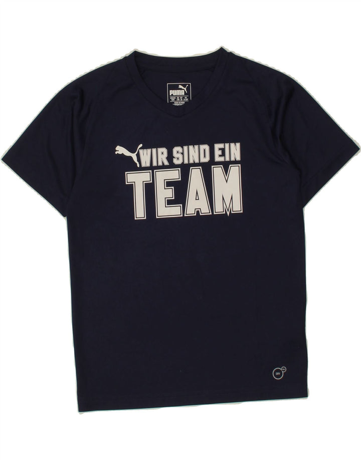 PUMA Boys Graphic T-Shirt Top 9-10 Years Medium  Navy Blue Polyester Vintage Puma and Second-Hand Puma from Messina Hembry 