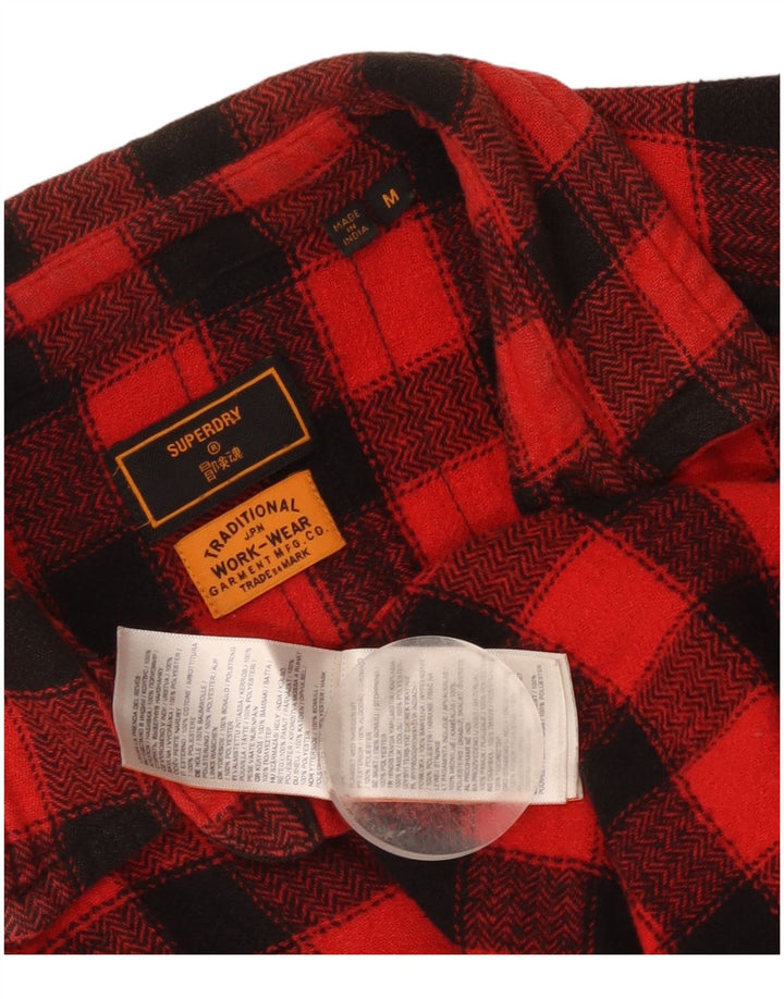 Superdry Mens Slim Fit Lumberjack Flannel Shirt Medium Red Gingham Cotton