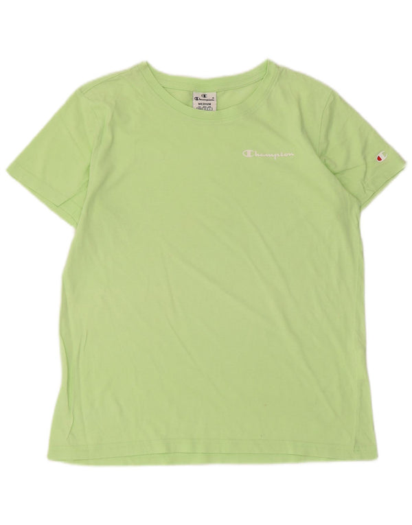 Champion Womens T-Shirt Top UK 12 Medium Green Cotton