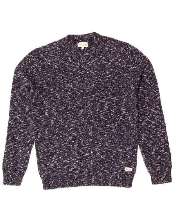 Jack Wills Mens Crew Neck Jumper Sweater Large Navy Blue Flecked Lambswool
