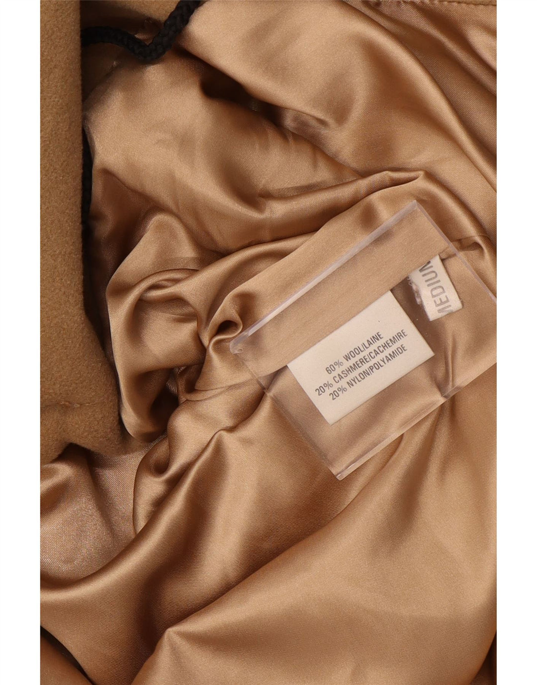 VINTAGE Womens Duffle Coat UK 14 Medium Beige Wool