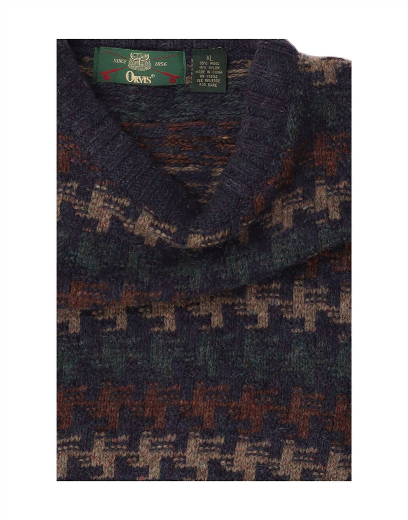 ORVIS Mens Boat Neck Jumper Sweater XL Navy Blue Striped Wool Vintage Orvis and Second-Hand Orvis from Messina Hembry 