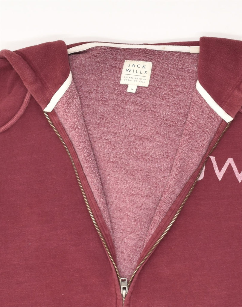 JACK WILLS Mens Graphic Zip Hoodie Sweater Medium Red Cotton | Vintage Jack Wills | Thrift | Second-Hand Jack Wills | Used Clothing | Messina Hembry 