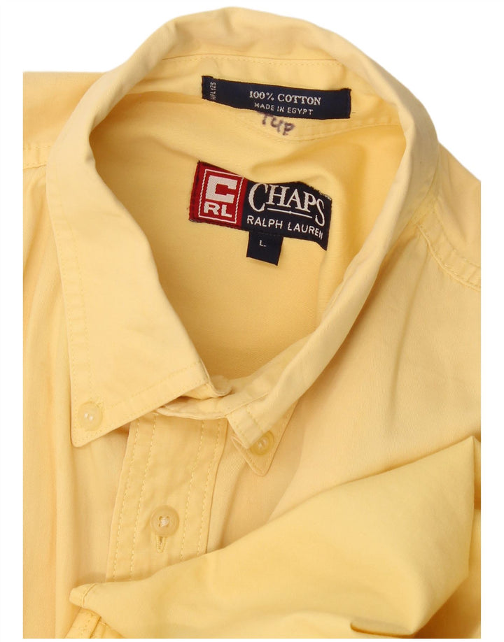 Chaps Ralph Lauren Mens Short Sleeve Shirt Large Yellow Cotton