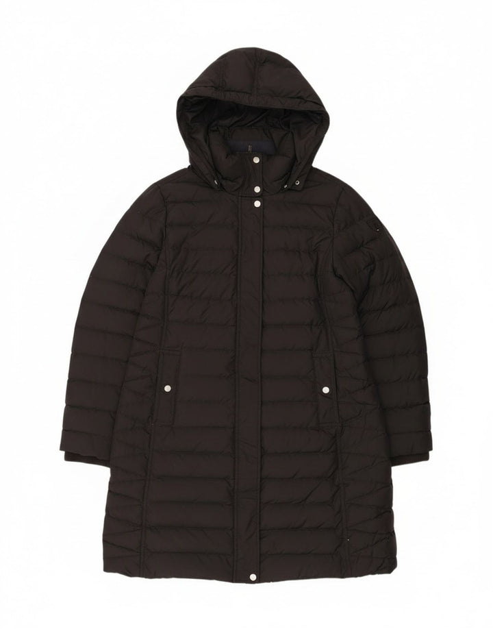 Tommy Hilfiger Womens Hooded Padded Coat UK 14 Large Black Polyester