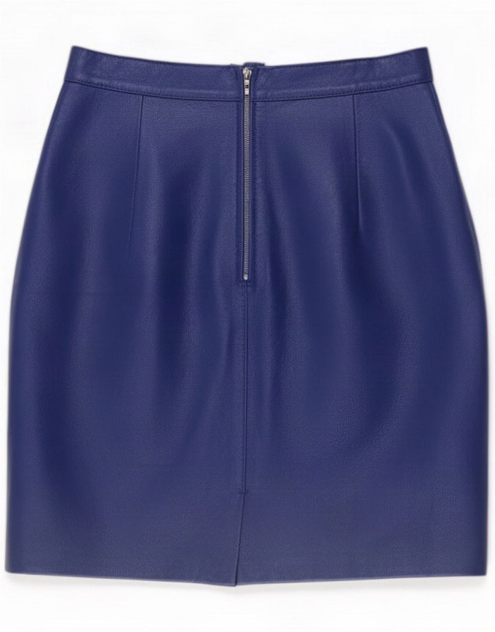 Vintage Womens Leather Skirt Small W26 Blue