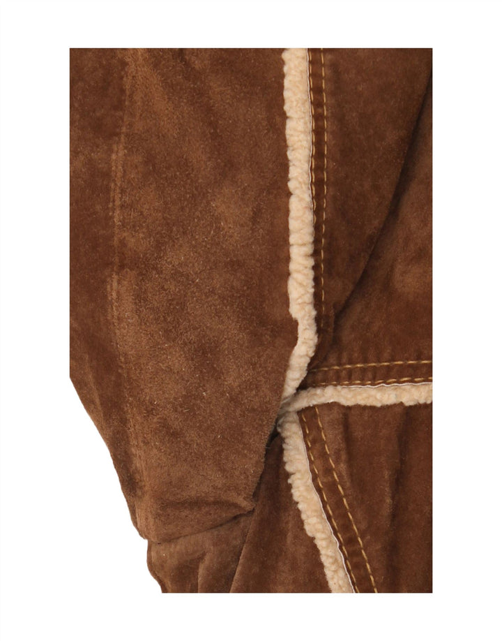 Conbipel Womens Shearling Jacket IT 48 XL Brown Leather