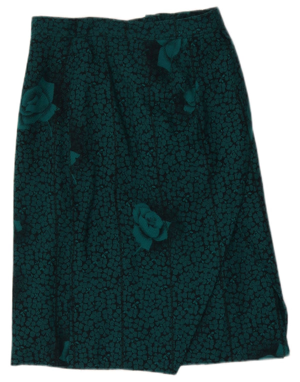 Vintage Womens Midi Skirt W30 Medium Green Floral