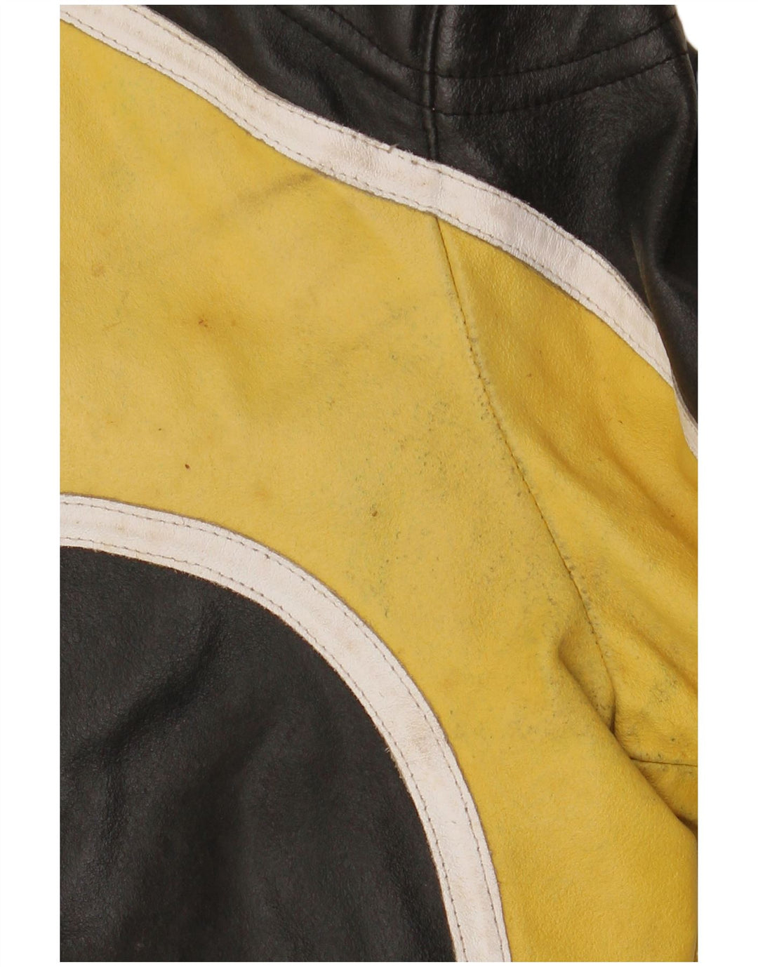 VINTAGE Mens Leather Racer Jacket IT 48 Medium Black Colourblock Leather