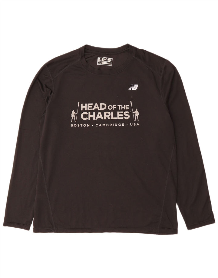 New Balance Mens Boston Graphic Top Long Sleeve Large Black