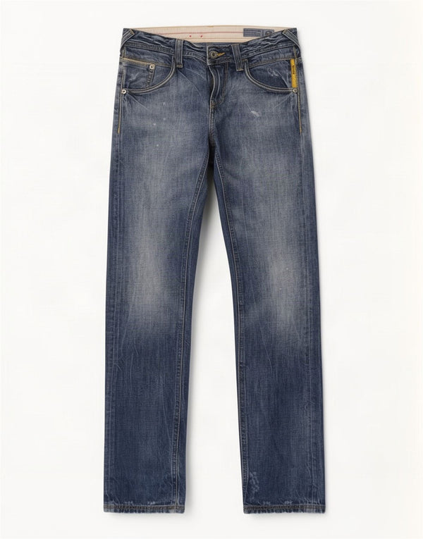 Meltin' Pot Womens Distressed Slim Jeans W29 L34 Blue Cotton