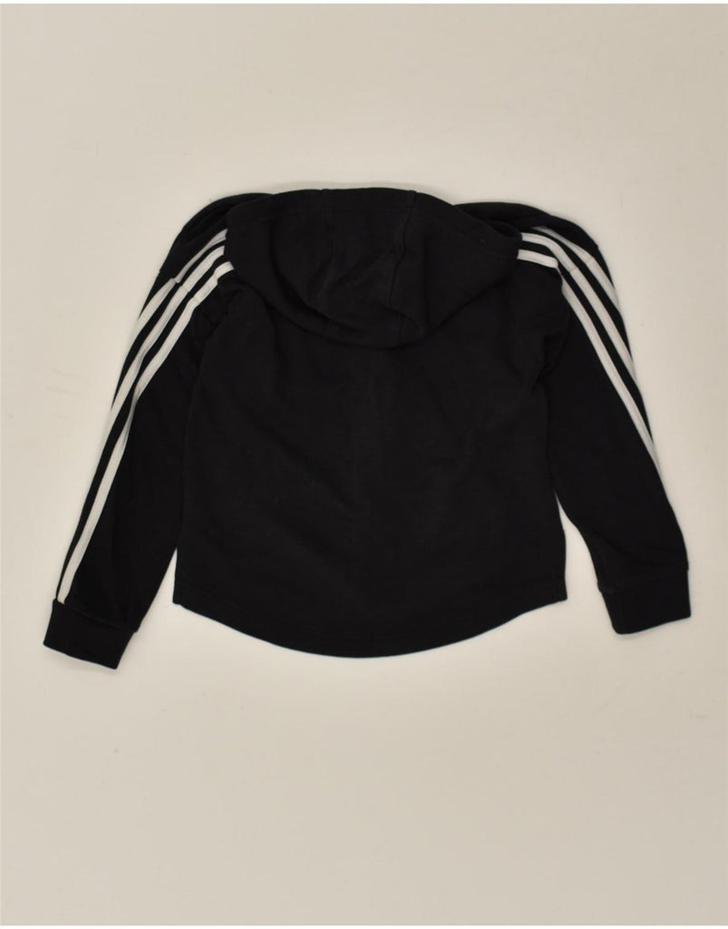 ADIDAS Girls Zip Hoodie Sweater 9-10 Years Small Black Cotton | Vintage Adidas | Thrift | Second-Hand Adidas | Used Clothing | Messina Hembry 