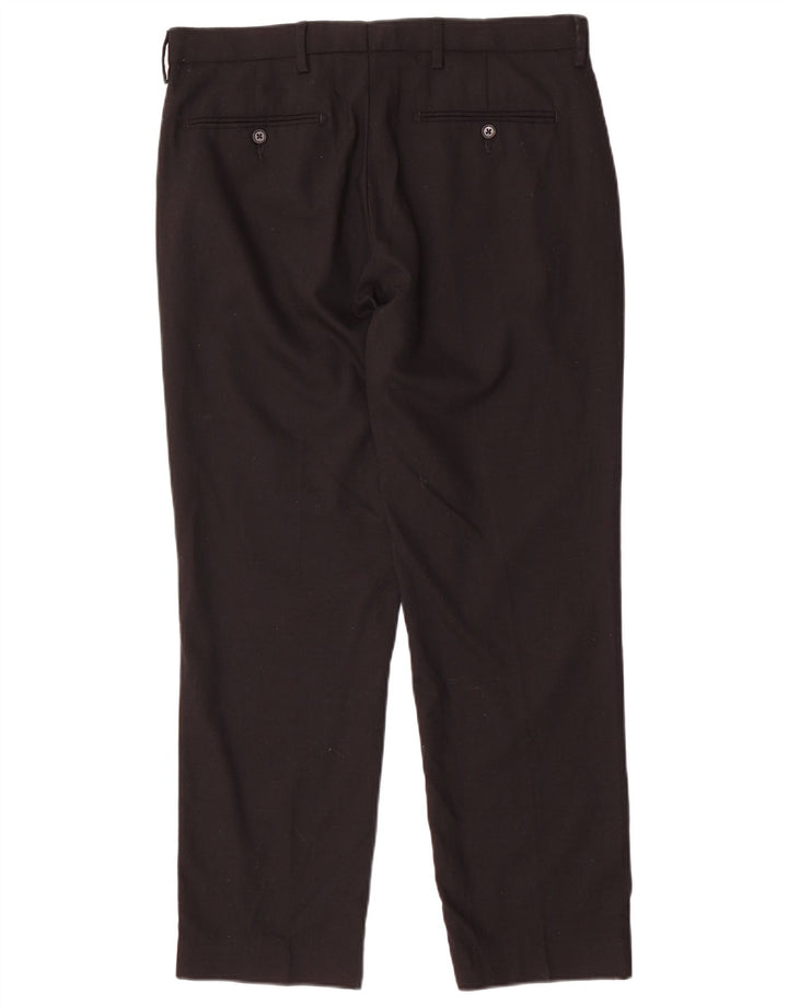 Marks & Spencer Mens Regular Fit Chino Trousers W34 L29 Black Wool