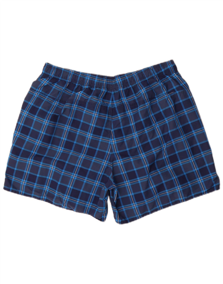 Adidas Mens Sport Shorts Large Navy Blue Check Nylon