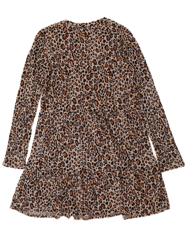 Zara Womens Trafaluc Jumper Dress UK 14 Medium Brown Animal Print