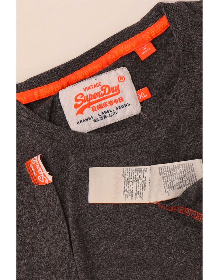 Superdry Mens T-Shirt Top XL Grey Flecked Cotton