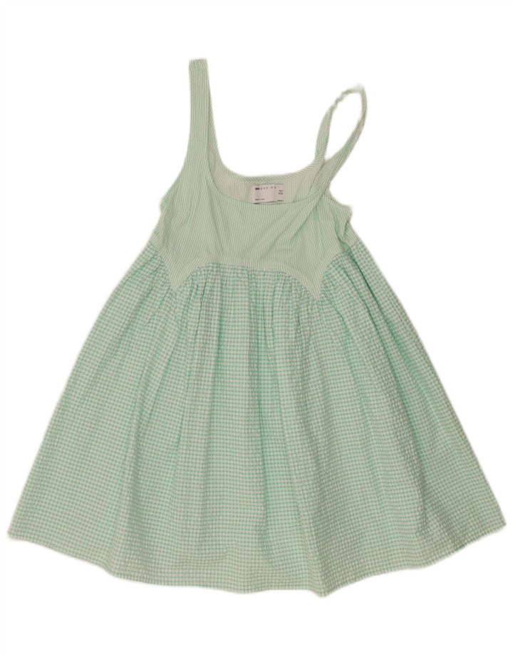 Asos Womens Sundress UK 8 Small Green Gingham Cotton