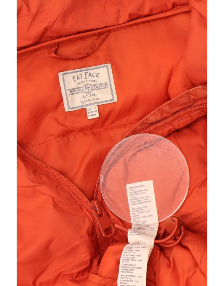 Fat Face Womens Padded Jacket UK 12 Medium Orange Polyester