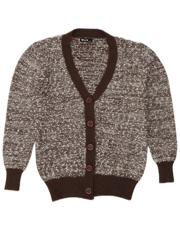 Vintage Womens Cardigan Sweater UK 16 Large Brown Flecked Polyamide