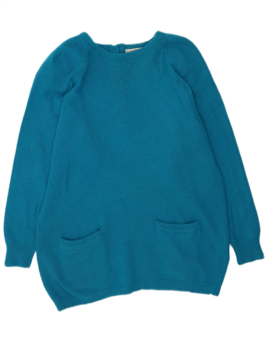 Vintage Womens Longline Oversized Crew Neck Jumper Sweater UK 10 Small Blue