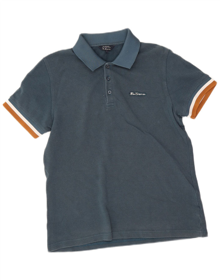 Ben Sherman Mens Polo Shirt Large Blue Cotton