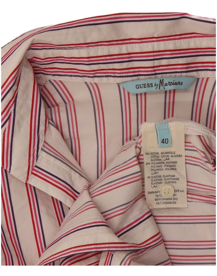 Guess By Marciano Womens Shirt EU 40 Medium Pink Striped Cotton