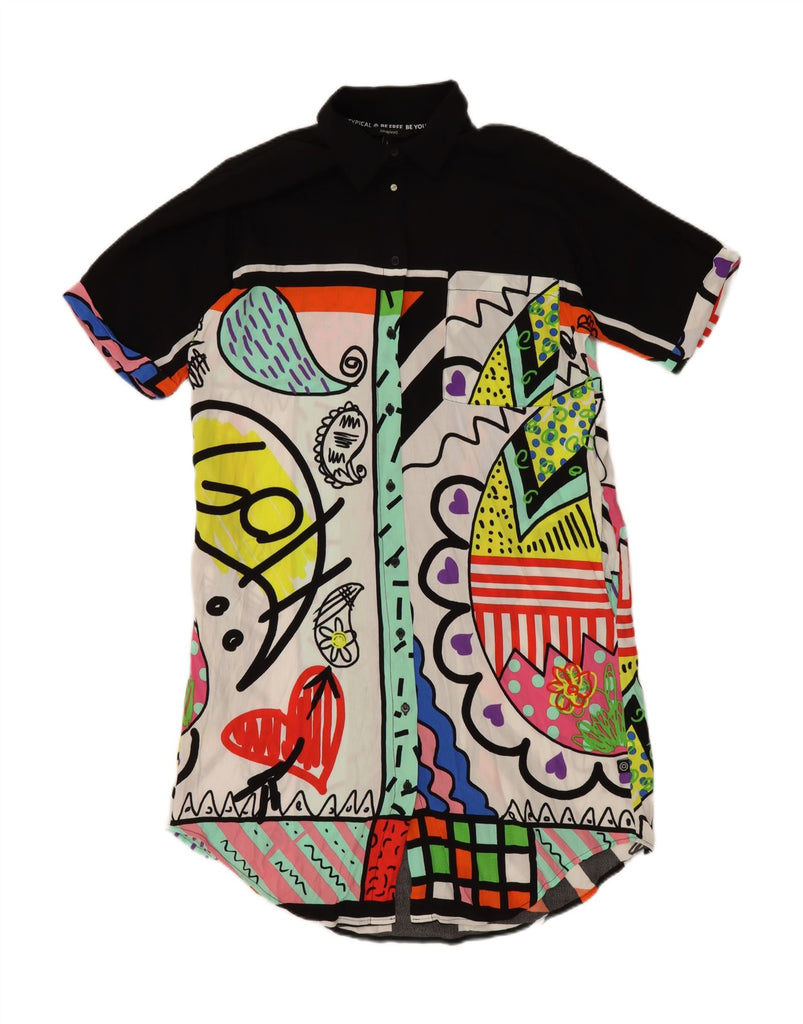 DESIGUAL Womens Oversized Shirt Dress UK 10 Small Multicoloured Geometric Vintage Desigual and Second-Hand Desigual from Messina Hembry 