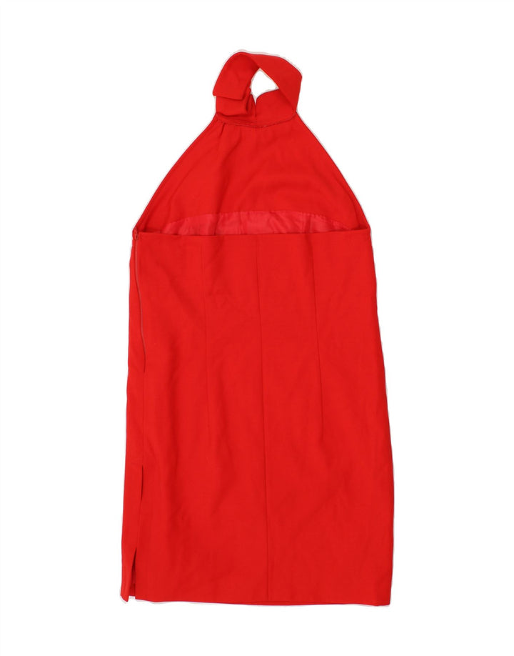 VINTAGE Womens Halter Dress UK 12 Medium  Red Vintage Vintage and Second-Hand Vintage from Messina Hembry 