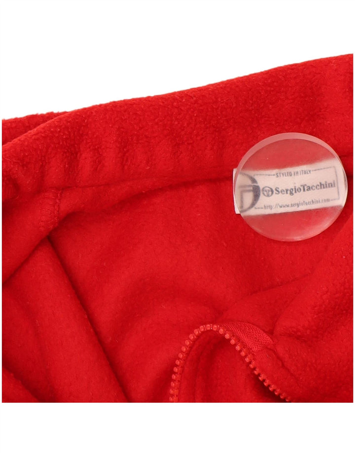 SERGIO TACCHINI Mens Zip Neck Fleece Jumper Medium Red Polyester